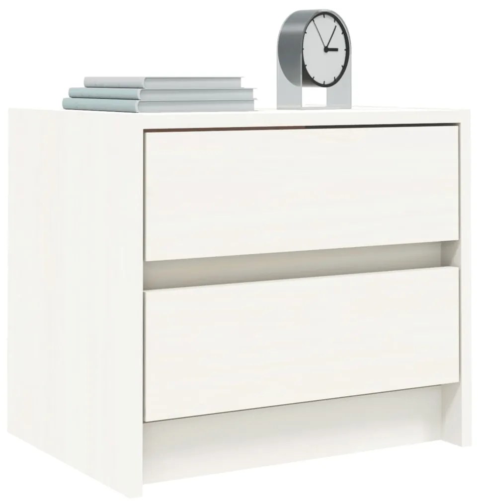 Mesa de cabeceira 40x31x35,5 cm madeira de pinho maciça branco