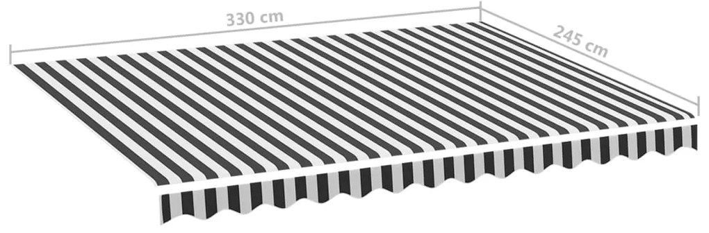 Tecido de substituição para toldo 3,5x2,5 m antracite e branco