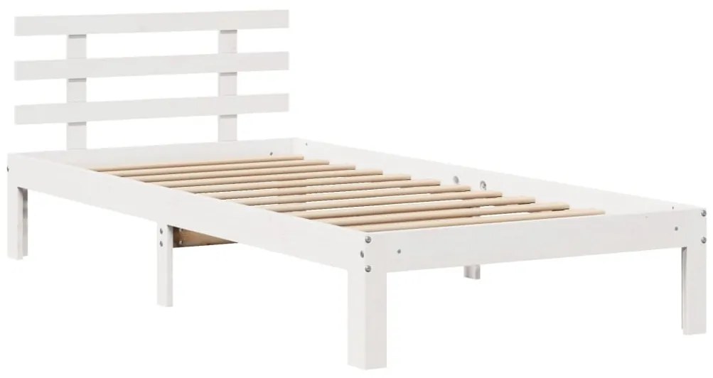 Cama com estante sem colchão 90x200 cm pinho maciço branco