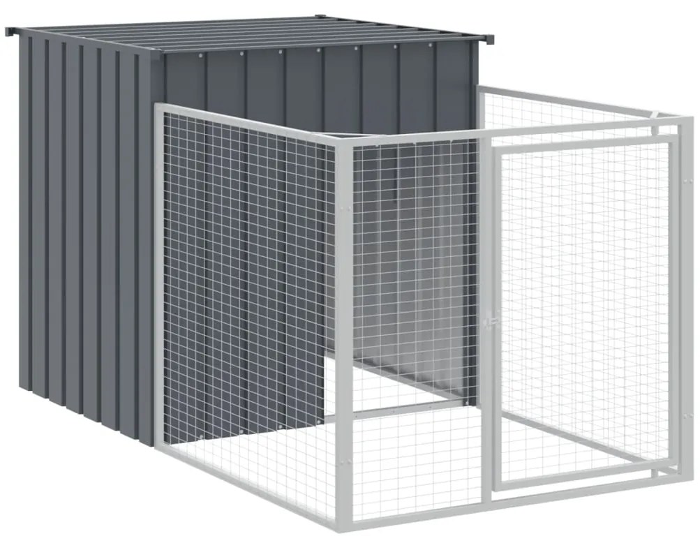 Casota p/ cães c/ parque 110x813x110 cm aço galvaniz. antracite