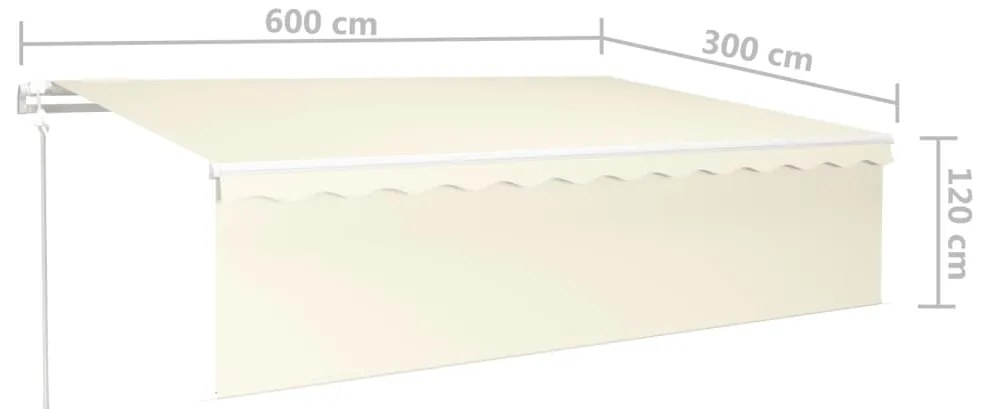 Toldo retrátil automático com estore 6x3 m cor creme