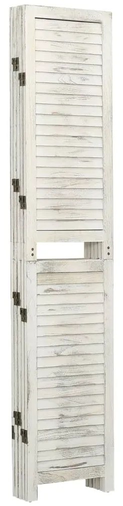 Biombo com 5 painéis 178,5x166 cm madeira branco antigo