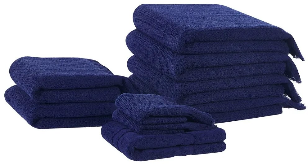 Conjunto de 9 toalhas em algodão azul marinho ATIU Beliani