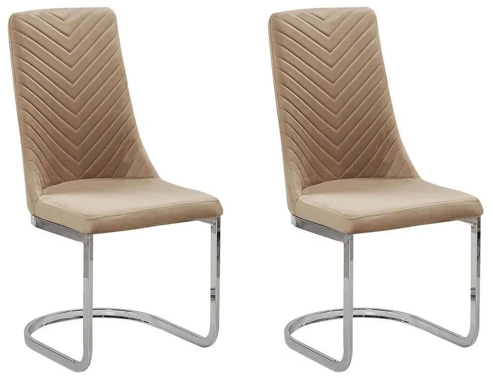 Conjunto de 2 cadeiras em veludo creme ALTOONA Beliani