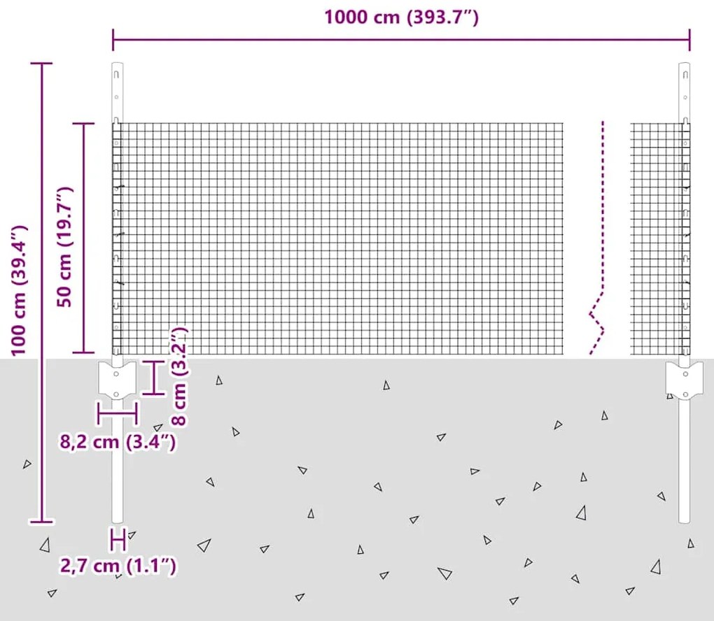 Conjunto de Cerca de Jardim Conjunto de 2 Aço galvanizado Grande