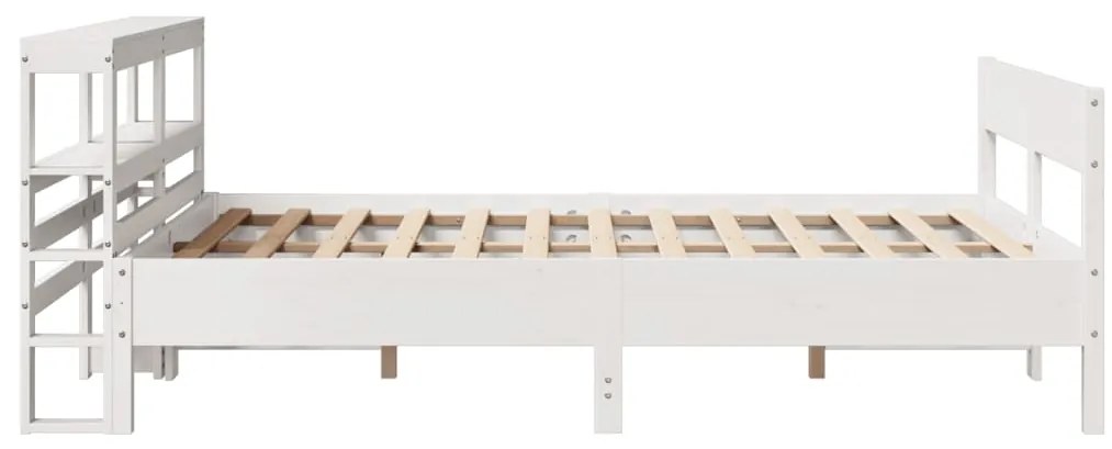 Cama sem colchão 140x200 cm madeira de pinho maciça branco