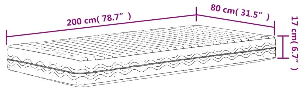 Colchão de espuma 80x200 cm dureza H2 H3 branco