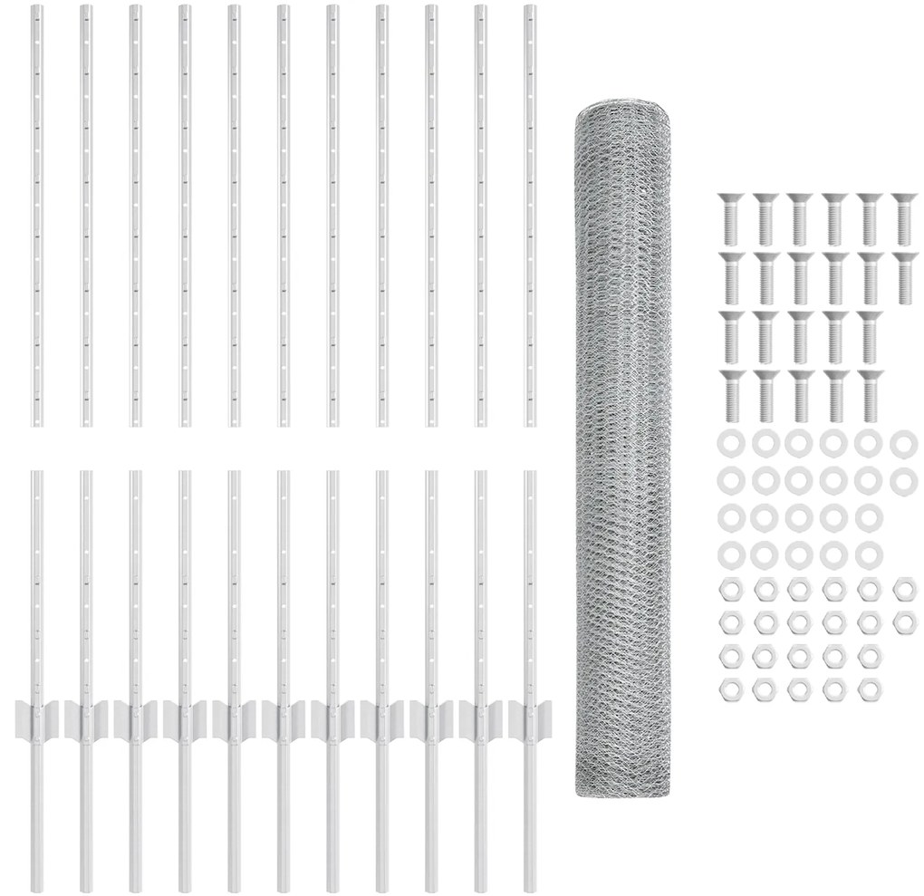 Conjunto de Cerca de Jardim Conjunto de 2 Aço galvanizado