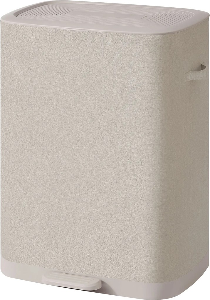 Cesto da roupa suja 160 L  com tampa e 2 compartimentos 56 x 40,5 x 75 cm bege claro