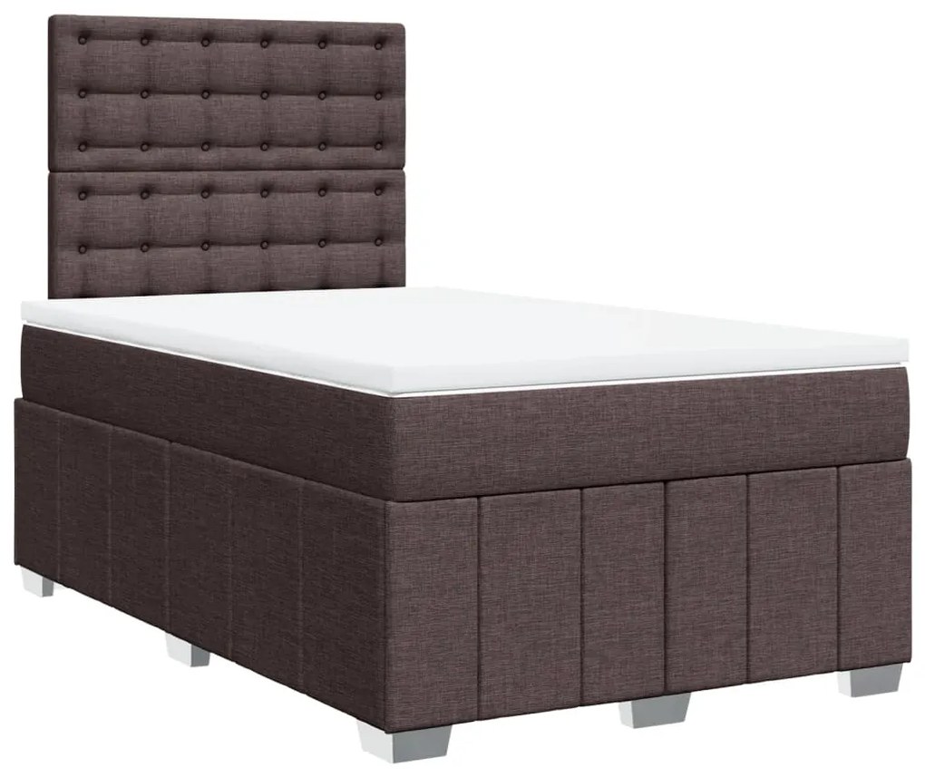 Cama boxspring com colchão 120x190 cm tecido castanho-escuro