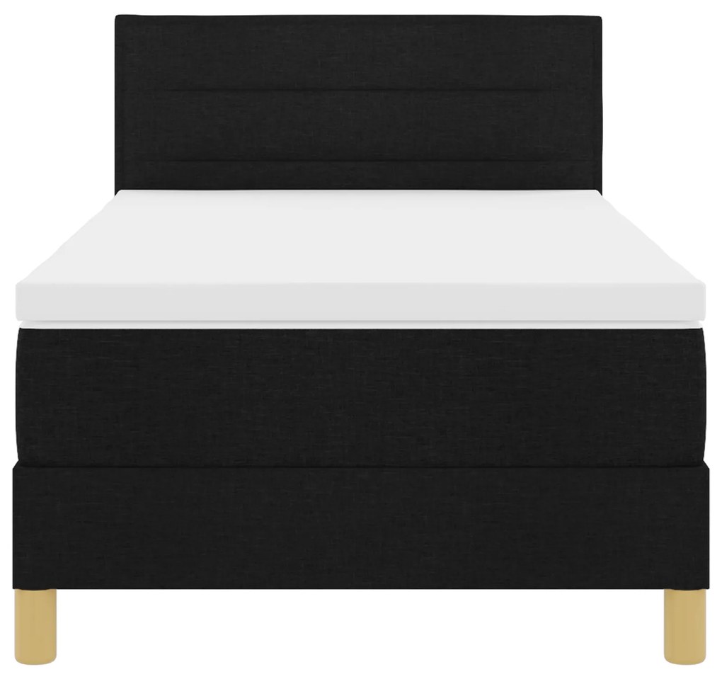 Cama Box Spring com Colchão Preta 100x200 cm Tecido