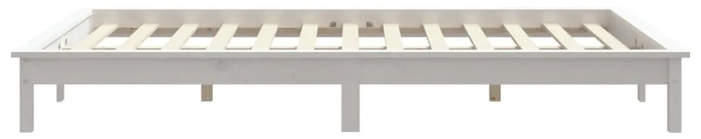 Estrutura de cama de casal 135x190 cm pinho maciço branco