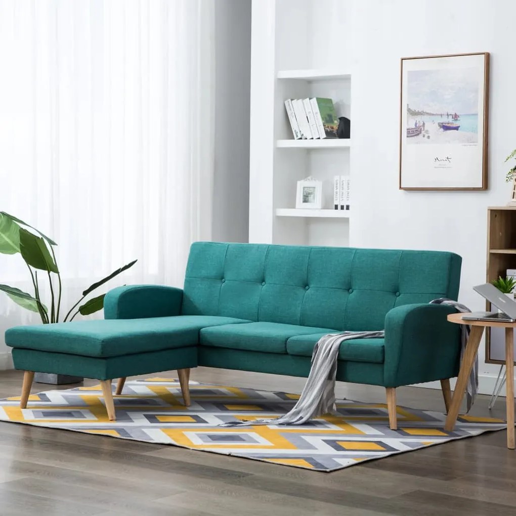 Sofá em tecido c/ forma de L 186x136x79 cm verde