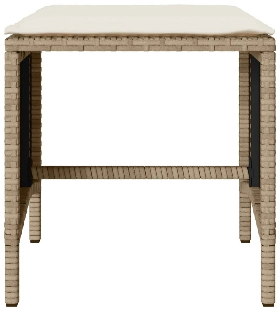 4 pcs conjunto de sofás para jardim c/ almofadões vime PE bege
