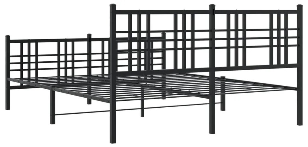 Estrutura de cama com cabeceira e pés 150x200 cm metal preto