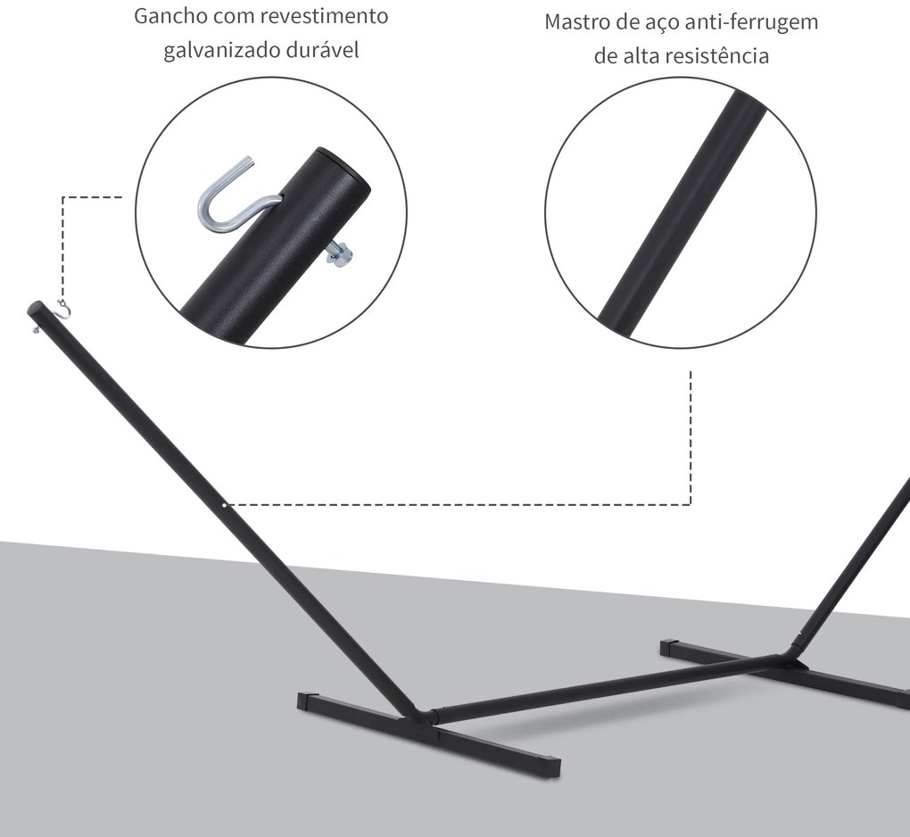 Outsunny Suporte para Cama de Rede de Metal Estrutura para Cama de Red