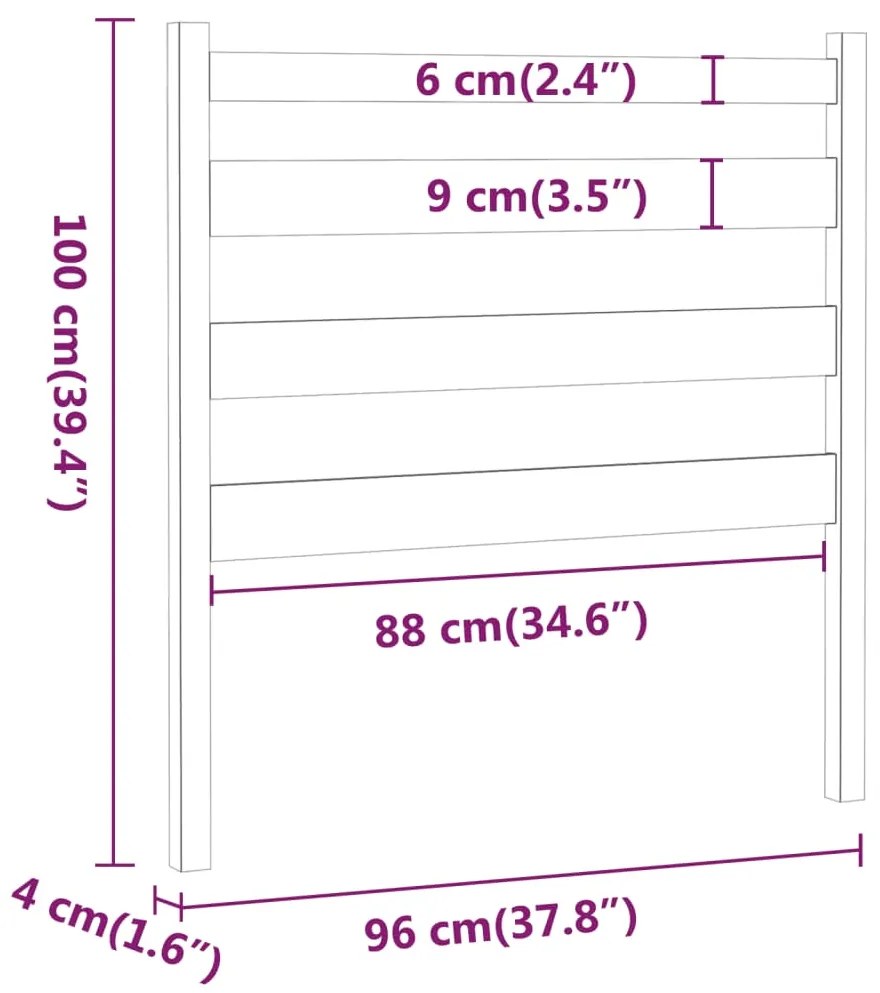 Cabeceira de cama 96x4x100 cm pinho maciço branco