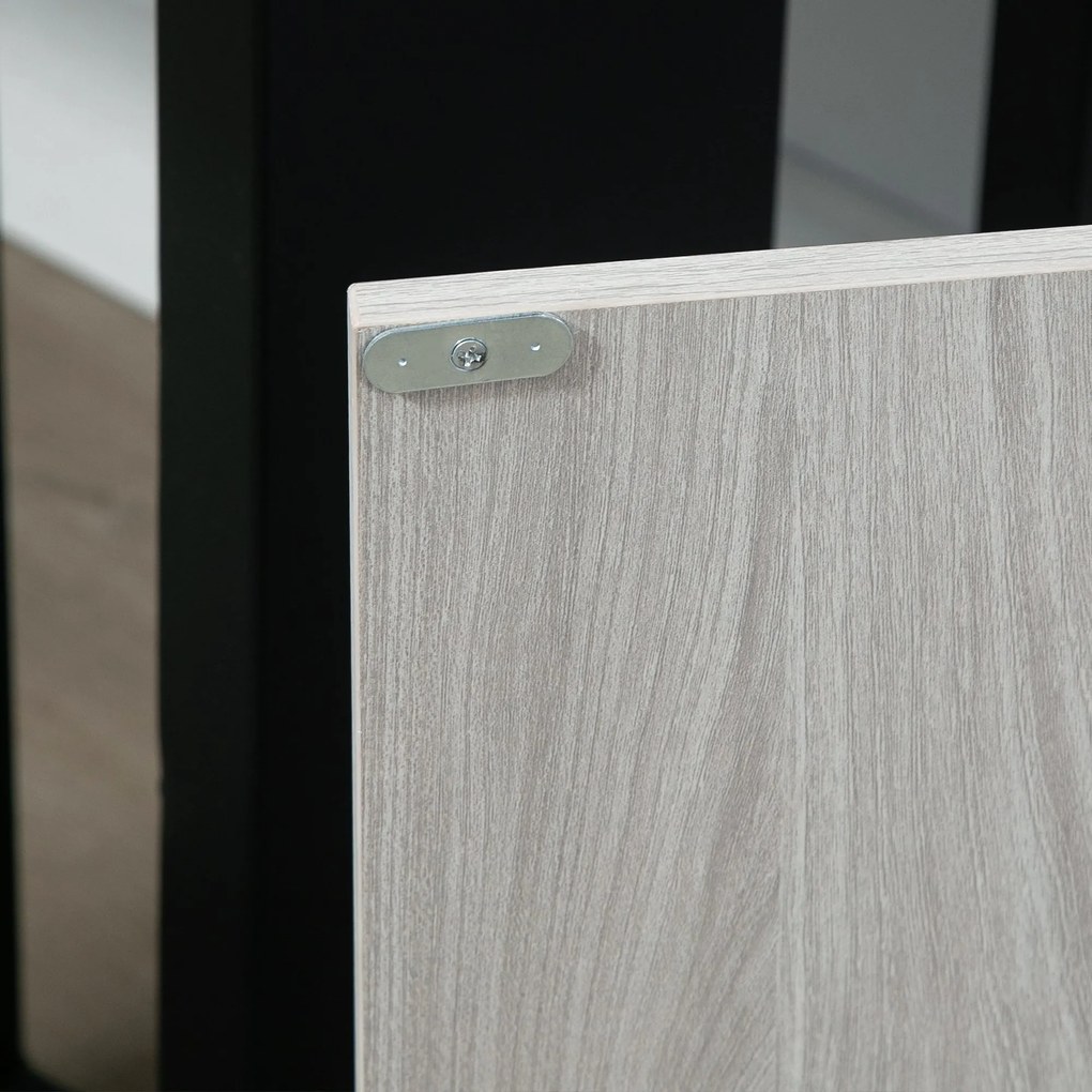 HOMCOM Armário de Sala de Estar com 2 Portas 2 Gavetas e Prateleira Ajustável Móvel Auxiliar de Armazenamento para Cozinha Sala de Jantar Dormitório Estilo Moderno 64x34x90cm Cinza