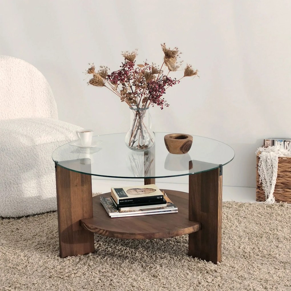 Mesa de Café Mahal – Cor de Noz – 75 cm x 40 cm x 75 cm