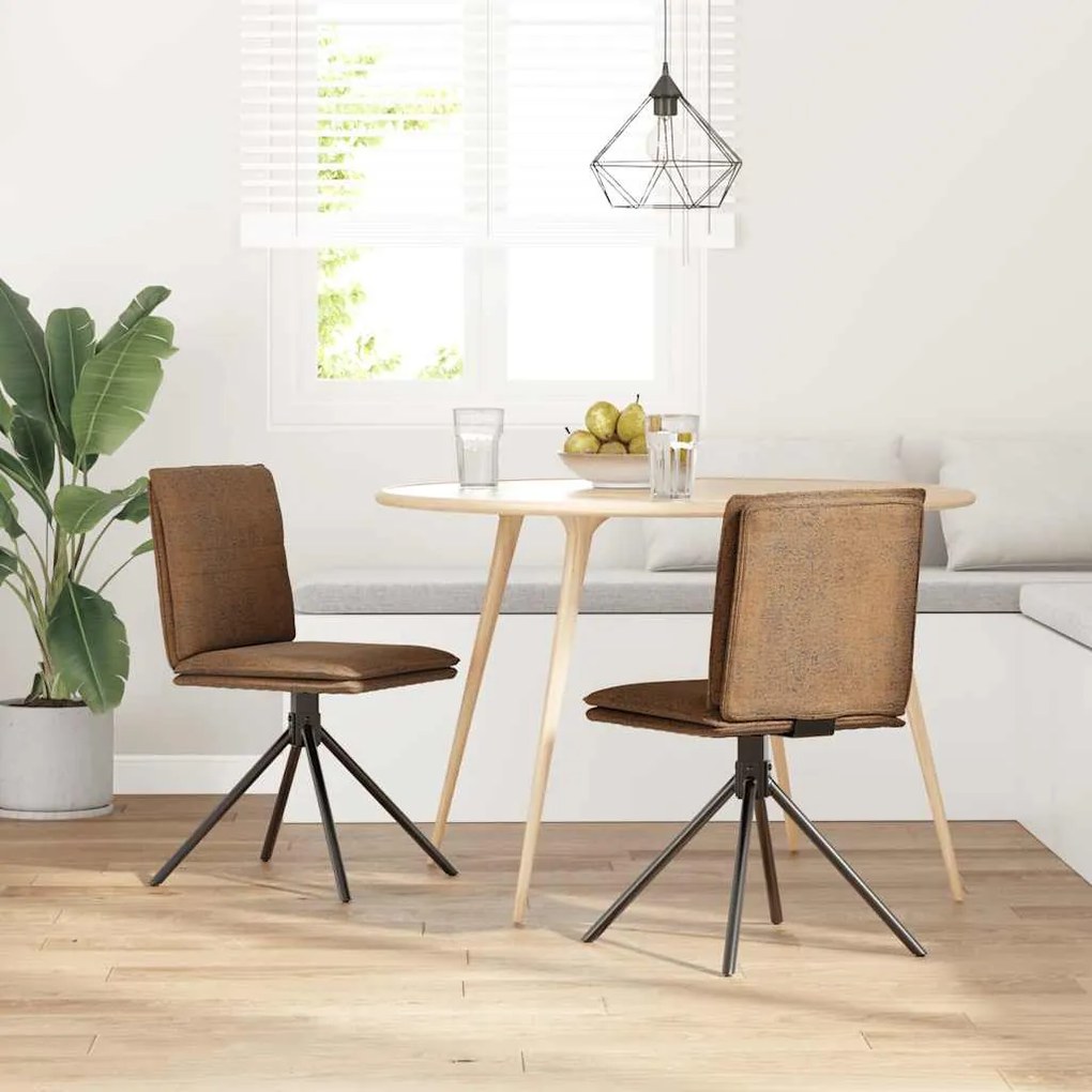 Cadeira de jantar Brown Faux Suede Leather