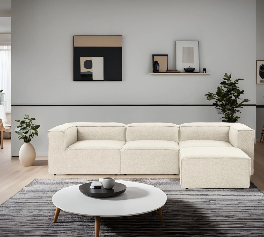 Sofá de Canto Fora – Ecru – 297x66x190 cm