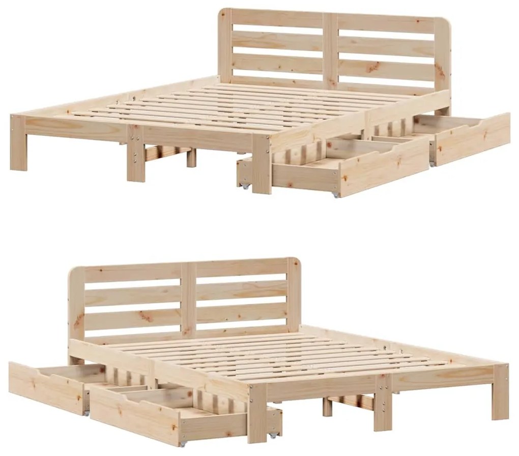 Cama sem colchão 120x190 cm madeira de pinho maciça