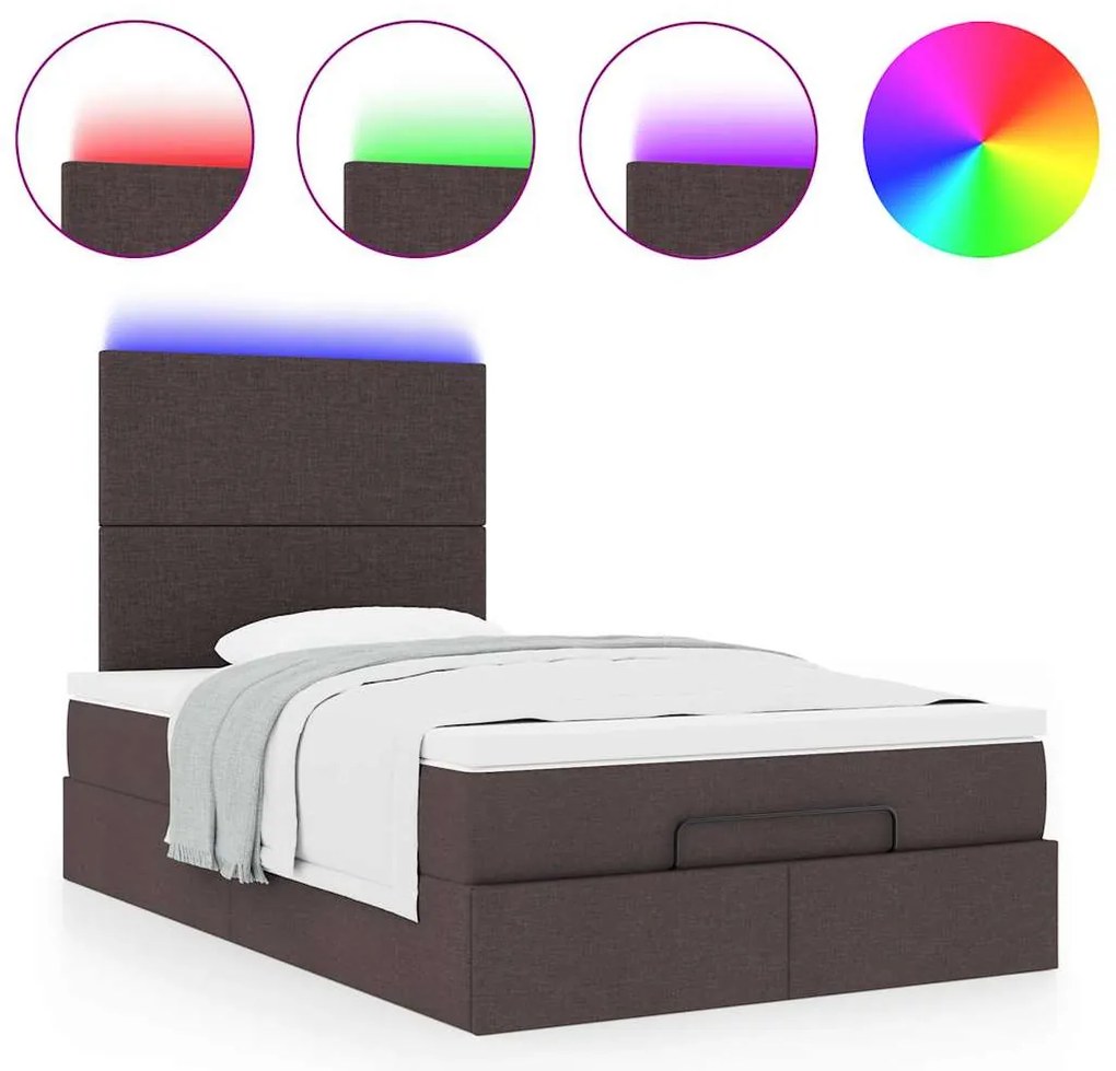 Estrutura de cama otomana com colchão 120x190cm castanho escuro