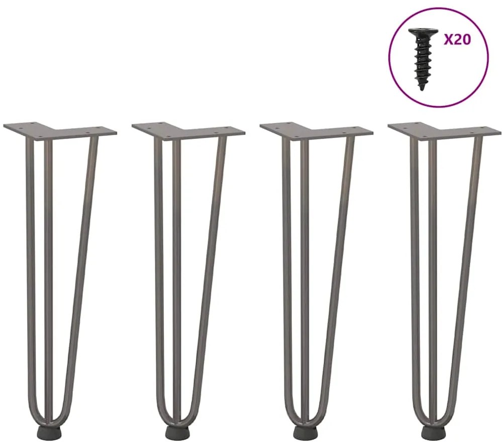 Pernas de grampo para mesa de centro 4 peças Aço natural 42 cm Aço mac