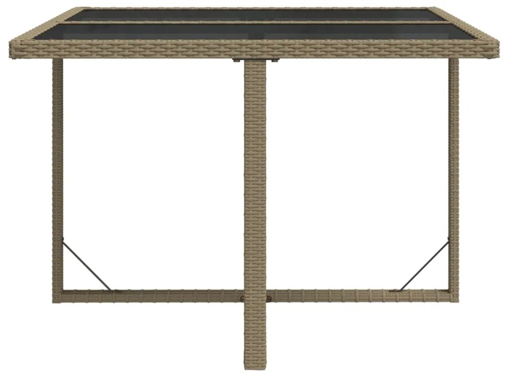 Mesa de jardim 109x107x74 cm vime PE e vidro bege