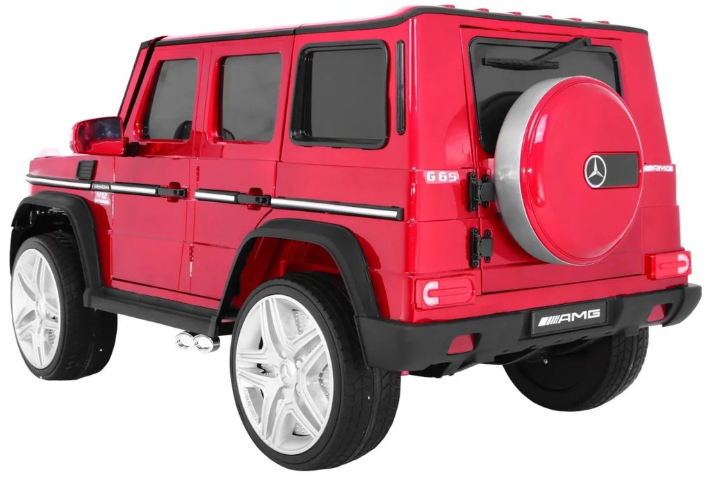 Carro elétrico para Crianças 12V Mercedes G65 2 4G Rodas de EVA, Assento de couro Vermelho Pintado