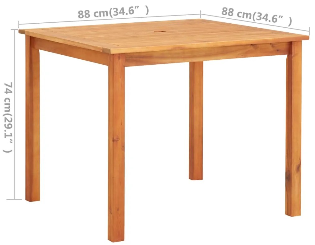 3 pcs conjunto de jantar exterior c/ almofadões acácia maciça