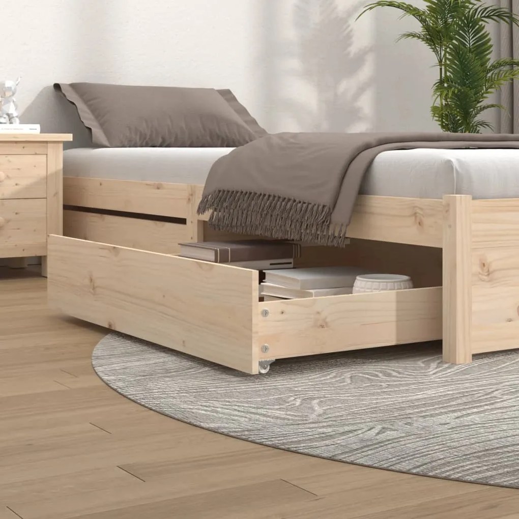 814974 vidaXL Gavetas de cama 2 pcs madeira de pinho maciça