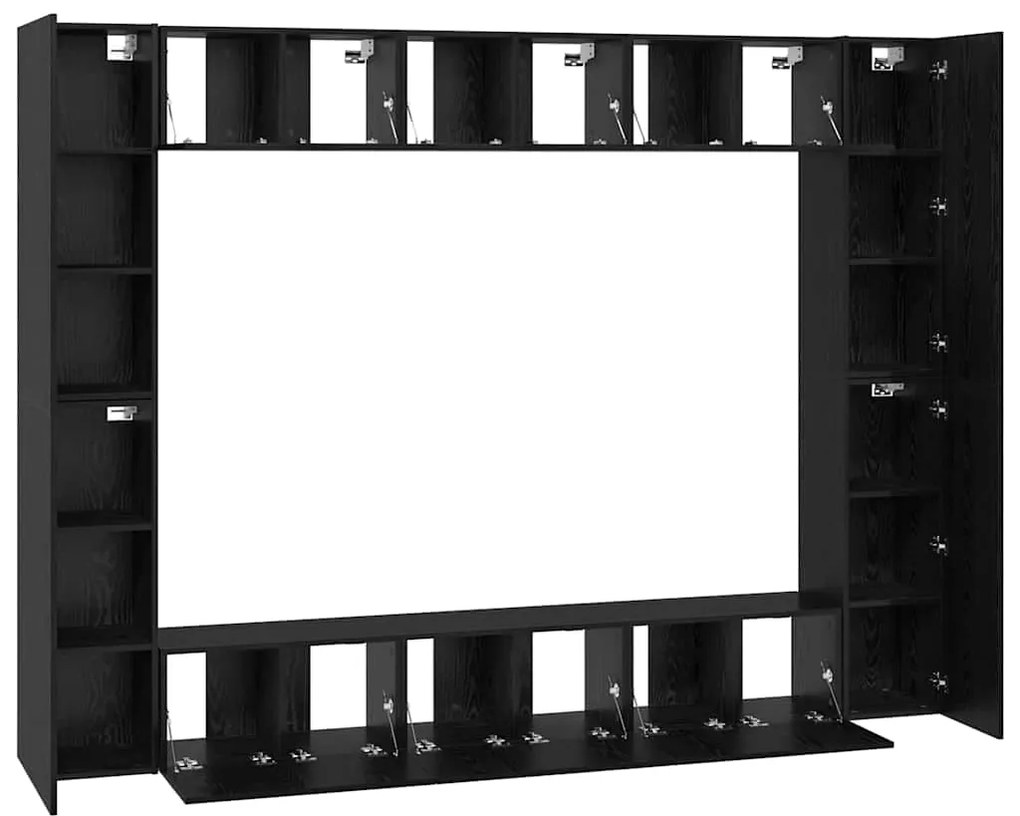 Conjunto de móvel de TV com prateleira com armazenamento com porta 10