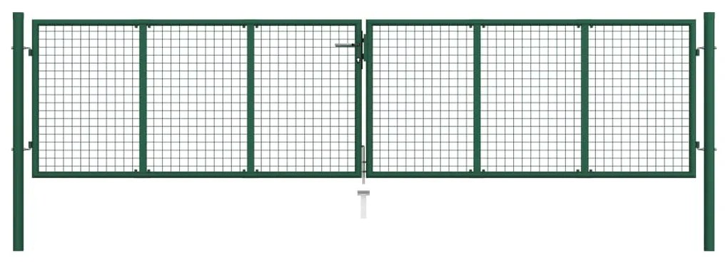 vidaXL Portão de jardim em tela de aço 400x75 cm verde