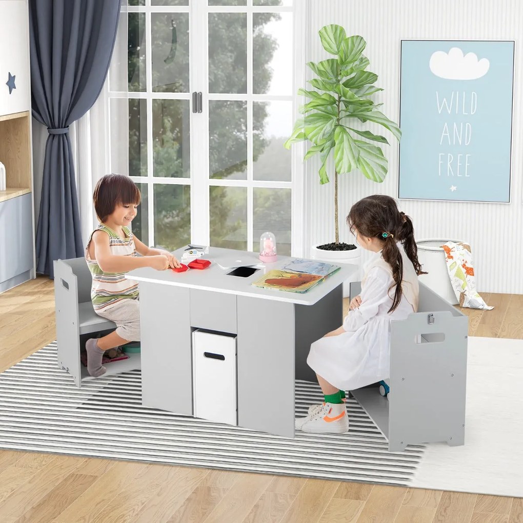 Conjunto Infantil 4 em 1 "Livia" - Mesa de Atividades com 2 Cadeiras A