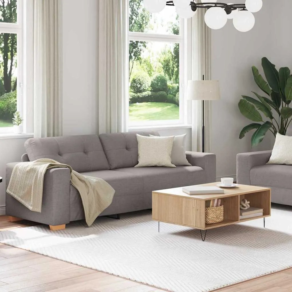 Conjunto de Sofá com Almofadas de Tecido Taupe
