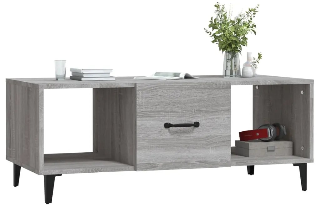 Mesa de centro 102x50x40cm derivados de madeira cinzento sonoma