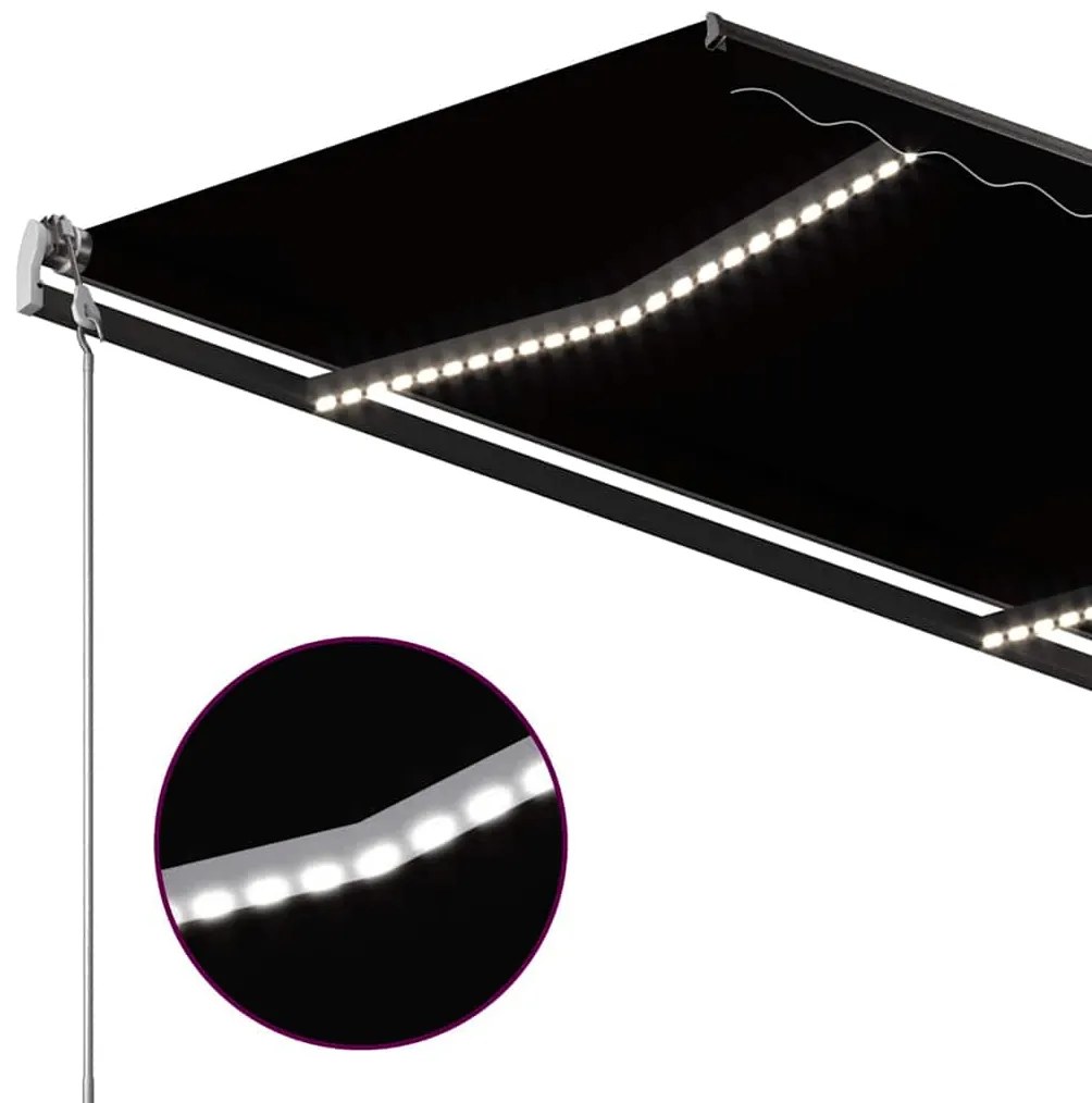 Toldo retrátil manual com LED 3x2,5 m antracite