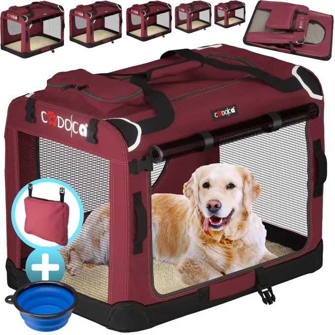 Transportadora para cães dobrável  L 70x52x50cm vermelho escuro