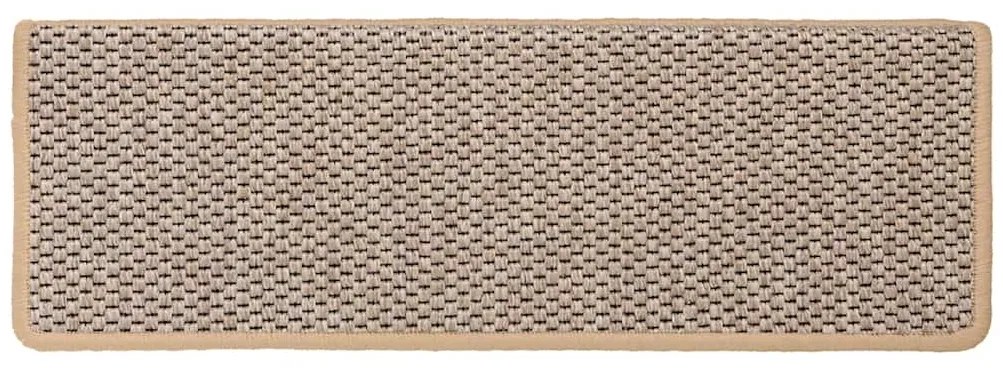 Tapetes escada adesivos aspeto sisal 30pcs 65x21x4cm bege-claro