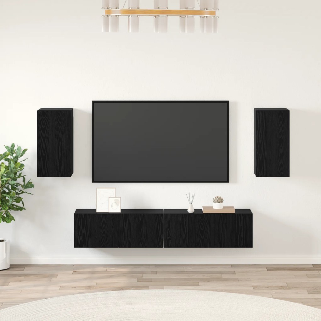 vidaXL Conjunto de Armários para TV 4 pcs Carvalho Preto