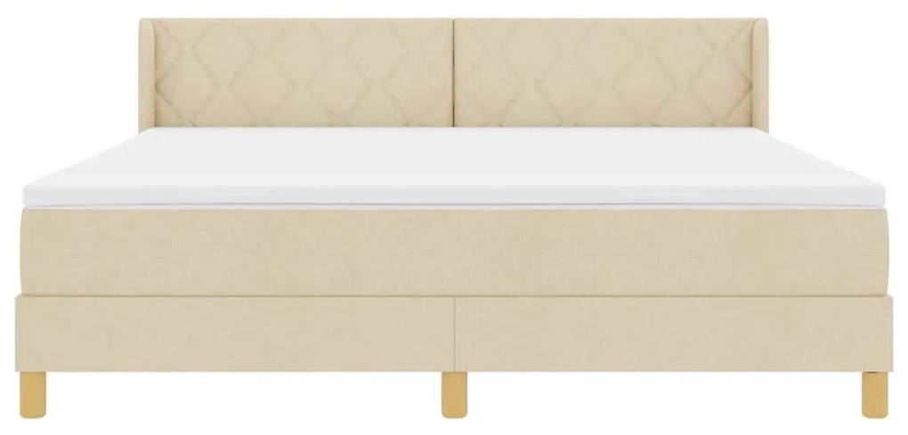 Cama Box Spring com Colchão em Tecido Creme, 180x200 cm