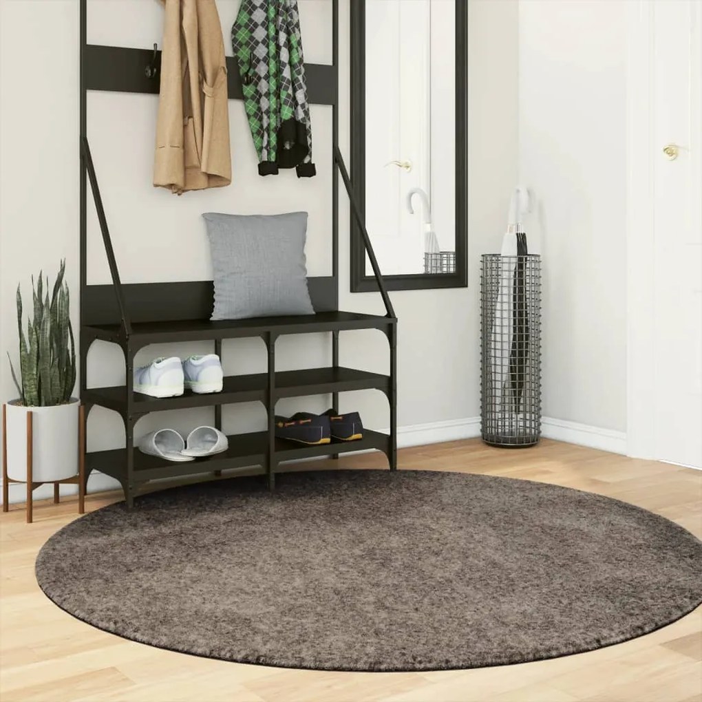 Tapete de pelo alto com aspeto brilhante ISTAN Ø160cm cinzento