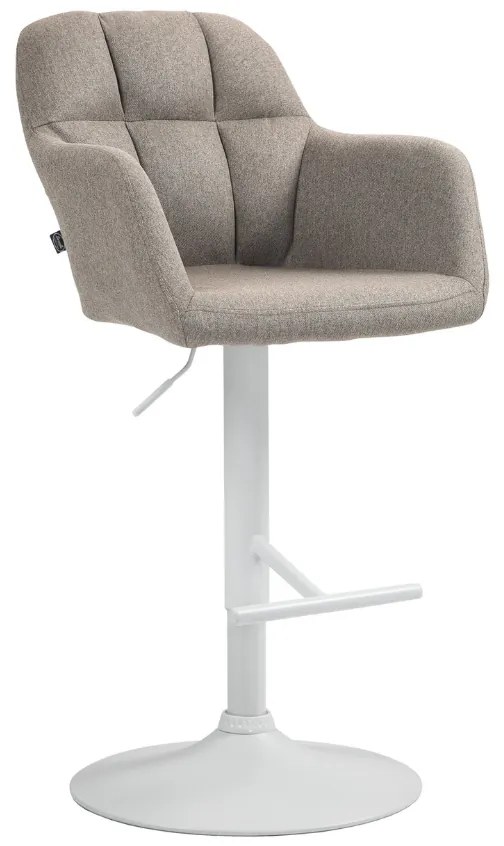 Banco de bar Natoma em tecido com estrutura branca 97-118 x 57 x 59 cm Castanho acinzentado