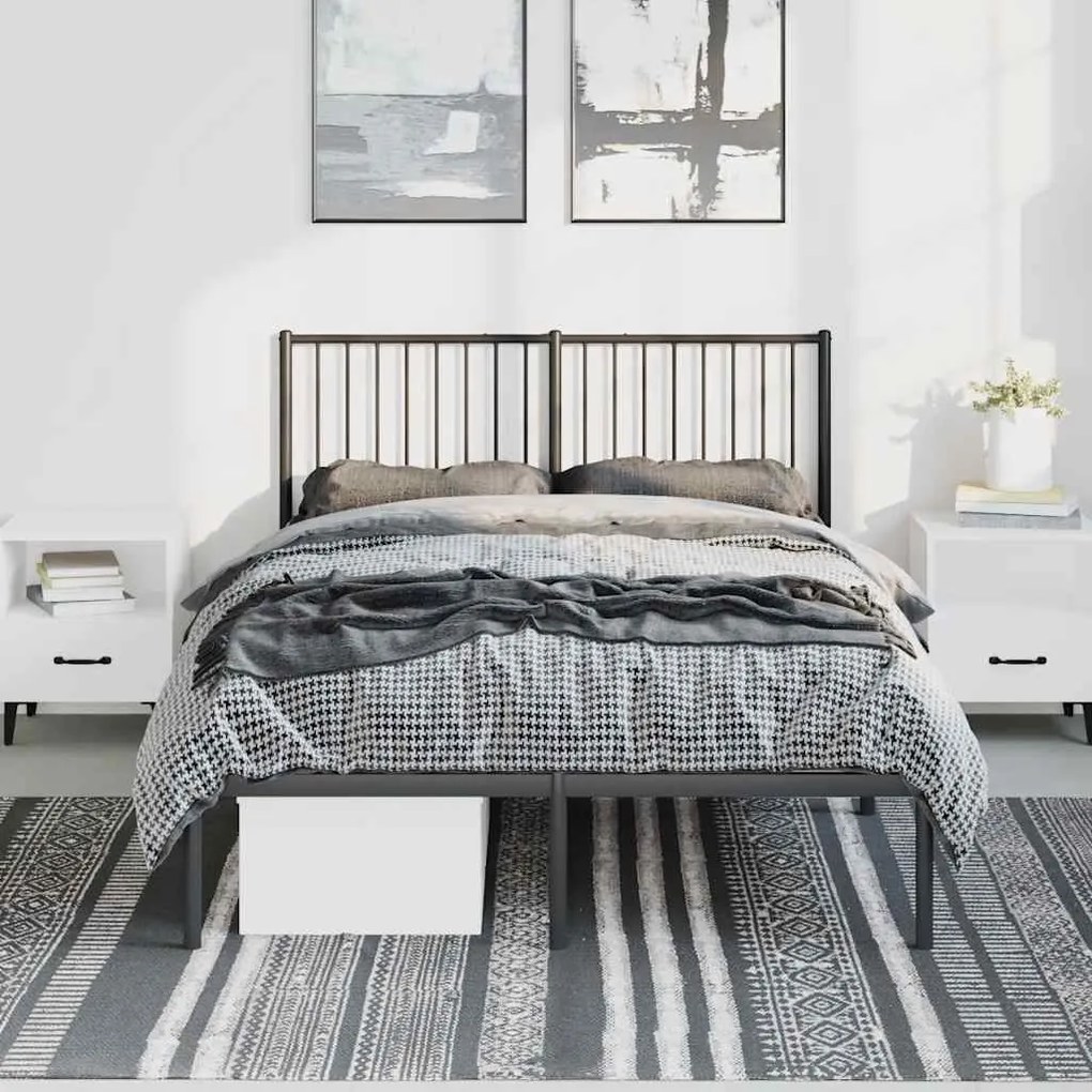 Estrutura de cama com cabeceira 135x190 cm metal preto