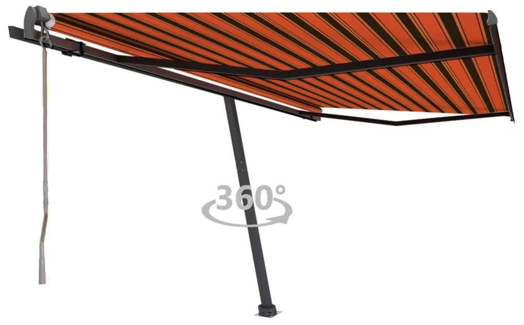 Toldo automático independente 400x300 cm laranja e castanho