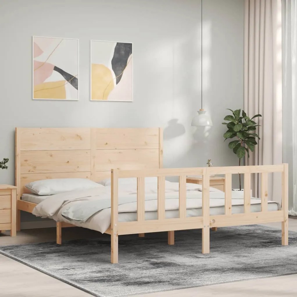 vidaXL Cama sem colchão 160x200 cm madeira de pinho maciça