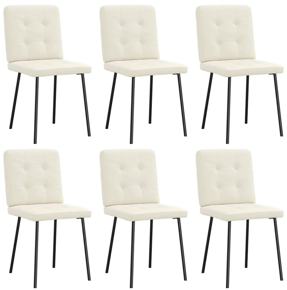 vidaXL Cadeiras de jantar 6 pcs veludo cor creme