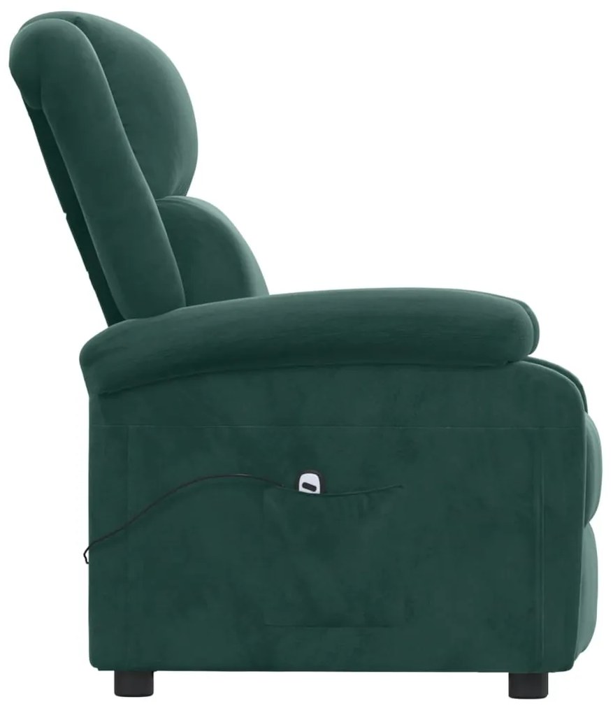 Poltrona reclinável elétrica veludo verde-escuro