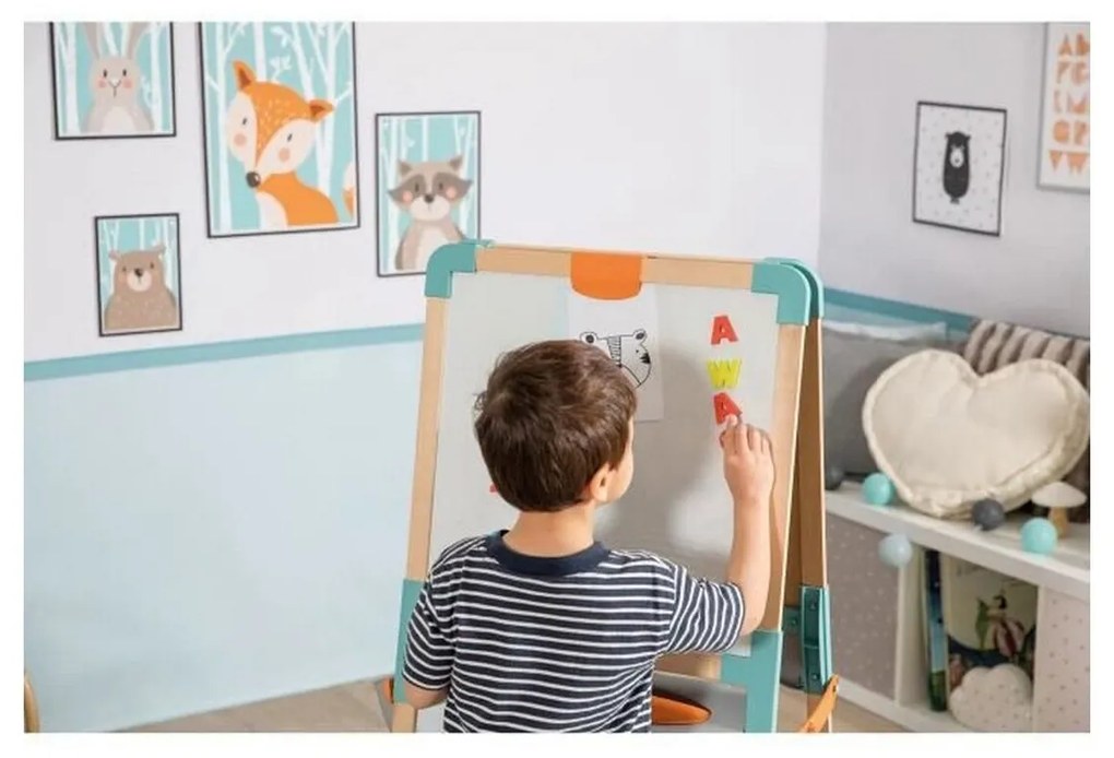 Quadro de Dupla Face Smoby Madeira Dobrável 2 em 1 Altura ajustável